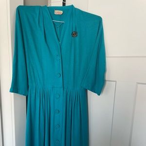 Vintage Turquoise Wool Dress